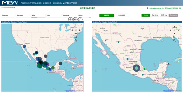 Ventas por Cliente-Estado / Ventas Valor