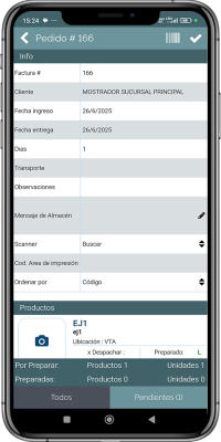 Detalle de Pedido - Pendientes