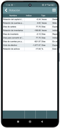 Índices Financieros - Rotación