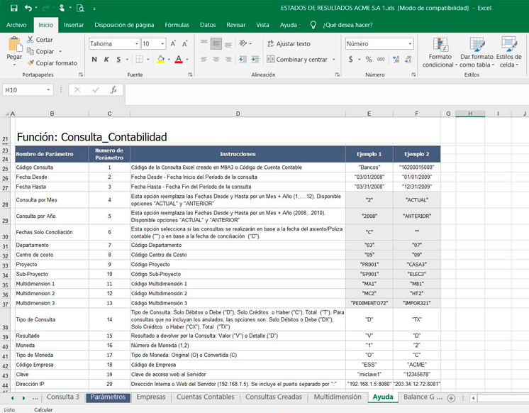 20+ Funciones de Consultas de Contabilidad desde Excel